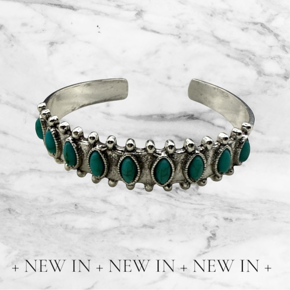 TS studioleather Jewelry - Boho  Silver and Turquoise Women's Cuff